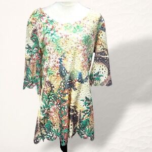Atmosphere Mini Dress Womens XL Multicolor Maximalist Eyelet Lace Artsy